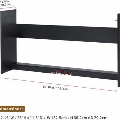 Wooden Furniture Stand With 3-Pedal Unit System Compatible for Roland FP30 FP30X Digital Piano Keyboards (Black)