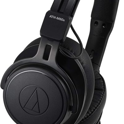 Audio-Technica ATH-M60X On-Ear Closed-Back Dynamic Professional Studio Monitor Headphones Black