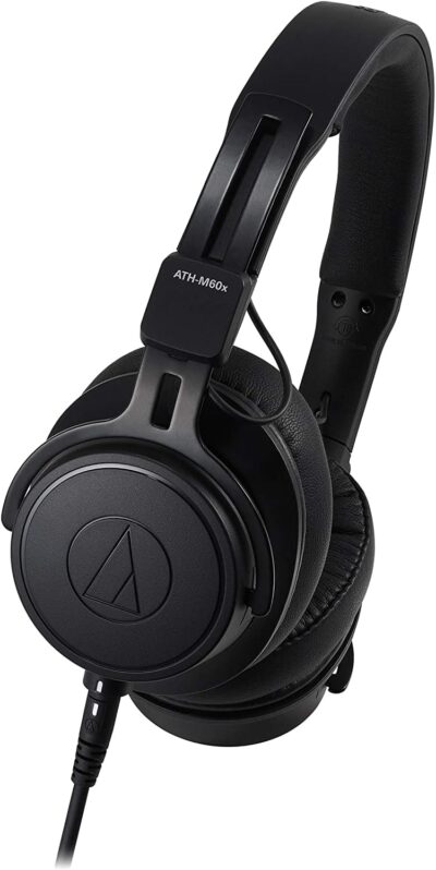 Audio-Technica ATH-M60X On-Ear Closed-Back Dynamic Professional Studio Monitor Headphones Black