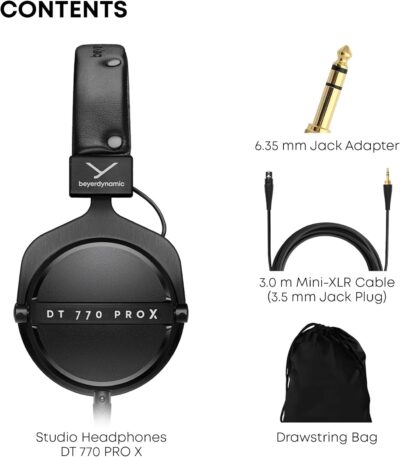 beyerdynamic DT 770 Pro X Wired Over-Ear Headphones, 48 Ohm, Closed-Back Professional Recording Studio Monitor. Recording, Monitoring, Sound Isolation, Handmade in Germany. Black