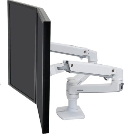 Ergotron – LX Dual Monitor Arm, VESA Desk Mount – for 2 Monitors Up to 27 Inches, 7 to 20 lbs Each – White