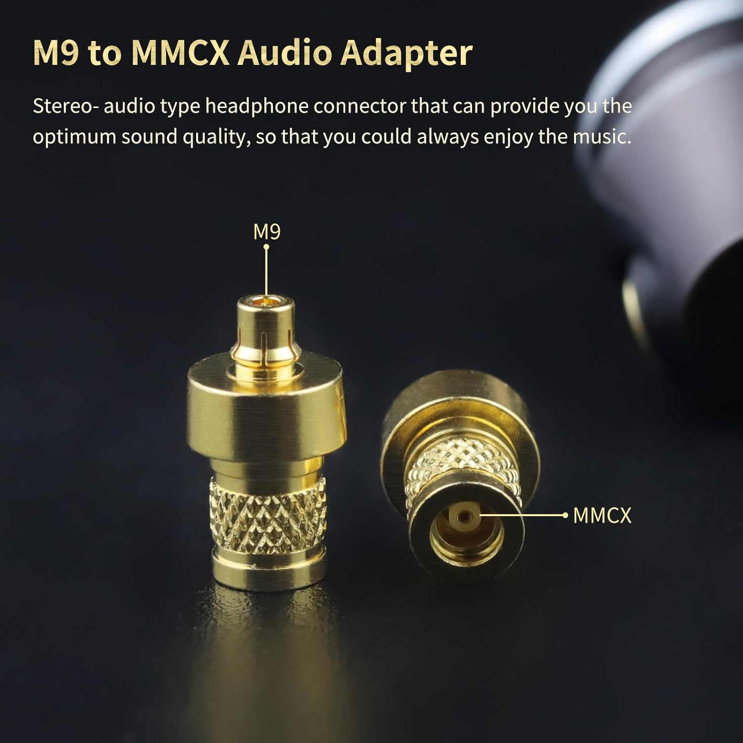 OKCSC M9 to MMCX Female Mini Adapter Earphone Connecter,for Sony-M9 Earbuds to MMCX Cable for Sony IER-M7/IER-M9/IER-Z1R/LN007189,Lightweight Headphone Adaptor,for HiFi Enthusiasts to DIY,1 Pair Gold
