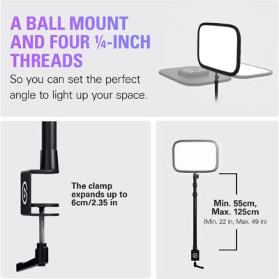 Elgato Key Light – Professional 2800 lumens Studio Light with Desk clamp for Streaming, Recording and Video Conferencing, Temperature and Brightness app-Adjustable on Mac, PC, iOS, Android