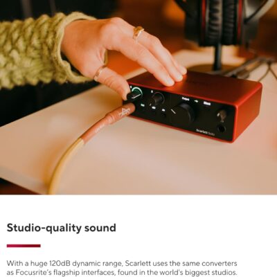 Focusrite Scarlett Solo 4th Gen USB Audio Interface, for the Guitarist, Vocalist, or Producer — High-Fidelity, Studio Quality Recording, and All the Software You Need to Record