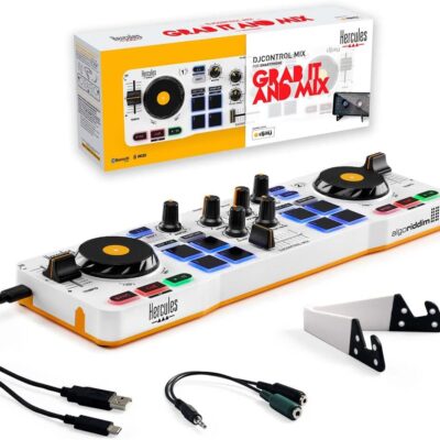 Hercules DJControl Mix DJ Software Controller with Algoriddim Djay App Bundle with Hercules HDP DJ45 Closed-Back, Over-Ear DJ Headphones