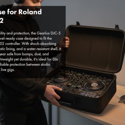 Roland DJ-202 DJ Controller Bundle with Case, Headphones, and Austin Bazaar Polishing Cloth