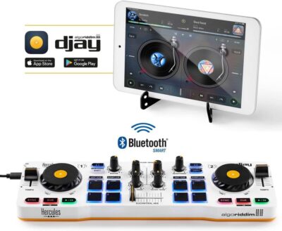 Hercules DJControl Mix DJ Software Controller with Algoriddim Djay App Bundle with Hercules HDP DJ45 Closed-Back, Over-Ear DJ Headphones