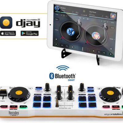 Hercules DJControl Mix DJ Software Controller with Algoriddim Djay App Bundle with Hercules HDP DJ45 Closed-Back, Over-Ear DJ Headphones