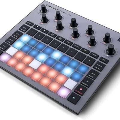 Novation Circuit Rhythm Groovebox Workstation with Standalone Sampler Bundle with Studio Pro Monitor Headphones, 32GB Memory Card, and 2x MIDI Cable
