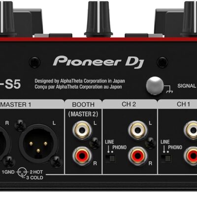Pioneer DJ DJM-S5 2-channel Mixer for Serato DJ,Red/Black