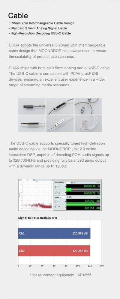 Moondrop x Crinacle Dusk IEMs 2DD+2BA+2Planar Earphones with 0.78 2 Pin 3.5mm/USB-C Plug