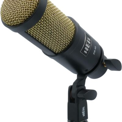 Heil PR 40 Dynamic Microphone for Streaming, Podcast, Recording, and Broadcast, XLR Microphone for Live Music, Wide Frequency Response, Smooth Sound, Superior Rear Noise Rejection – Black & Gold
