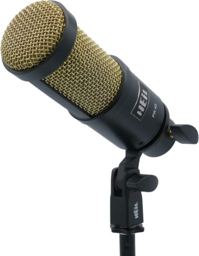 Heil PR 40 Dynamic Microphone for Streaming, Podcast, Recording, and Broadcast, XLR Microphone for Live Music, Wide Frequency Response, Smooth Sound, Superior Rear Noise Rejection – Black & Gold