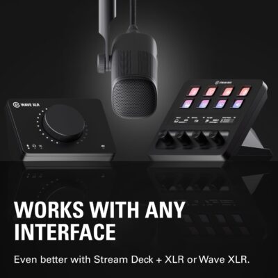 Elgato Wave DX – Dynamic XLR Microphone, Cardioid pattern, Noise Rejection, speech optimised for Podcasting, Streaming, Broadcasting, No Signal Booster Required, works with any Interface, for Mac, PC