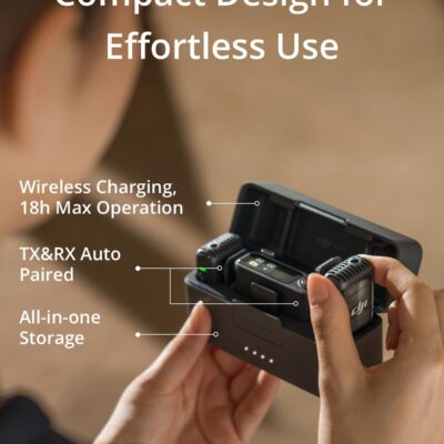 61gvZe6qnbL. AC SL1500 DJI Mic 2 (2 TX + 1 RX + Charging Case), Wireless Lavalier Microphone, Intelligent Noise Cancelling, 32-bit Float Internal Recording, 820 ft.(250m) Range, Microphone for iPhone, Android, Camera