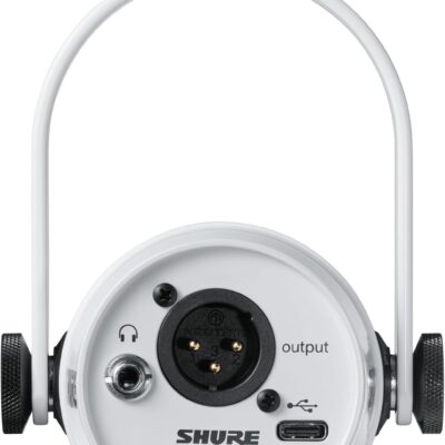 Shure MV7+ Podcast Dynamic Microphone – OBS Certified, Enhanced Audio, LED Panel, USB-C & XLR Outputs, Auto Level Mode, Digital Pop Filter, Reverb Effects – For Podcasting, Streaming, Recording, White