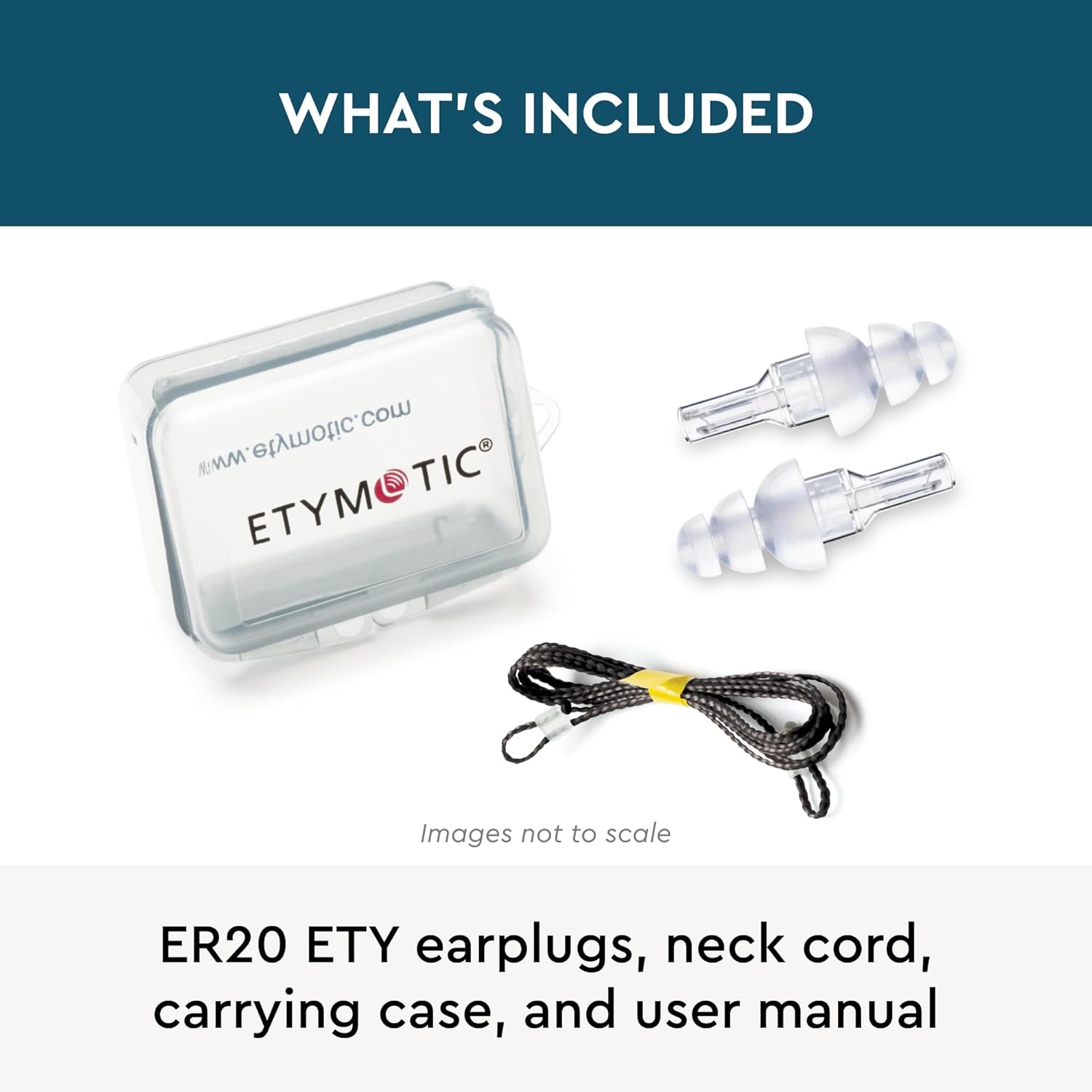 Etymotic ER20 ETY Earplugs – Standard Size, Clear – High-Fidelity Hearing Protection – Up to 20 dB Sound Reduction – Reusable – Includes Neck Cord & Carrying Case