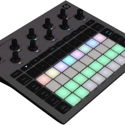 Novation Circuit Rhythm Bundle: Beatmaking Sampler Groovebox Drum Machine Sequencer, ASM4 Pair 4 in Pro Studio Monitor Computer Speakers, Bluetooth, Optical Input, 2-items
