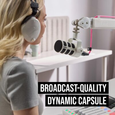 61hxG4nkyVL. AC SL1080 RØDE PodMic USB Dynamic Broadcast Microphone with XLR and USB Connectivity for Podcasting, Streaming and Content Creation (White)