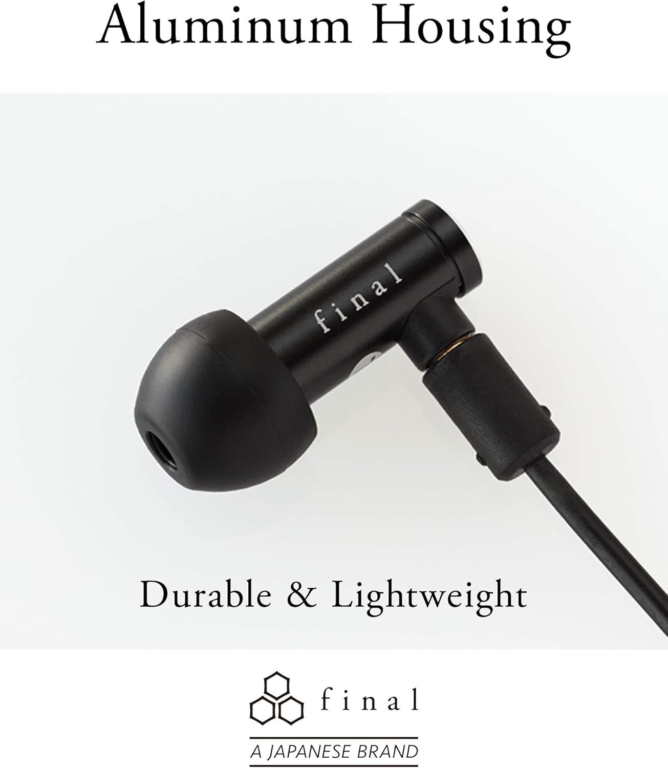 Final E4000 in Ear Isolating Earphones, 6.4mm Dynamic Driver, High-Resolution, Aluminium Housing, Detachable OFC MMCX Cable, Swing-Fit Eartips – Black Aluminium