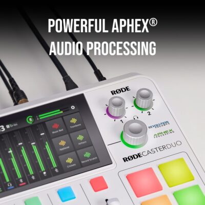 61jY8ZSSMcL. AC SL1080 RØDE RØDECaster Duo Compact All-in-One Audio Production Solution for Podcasting, Streaming, Music Production and Content Creation (White)
