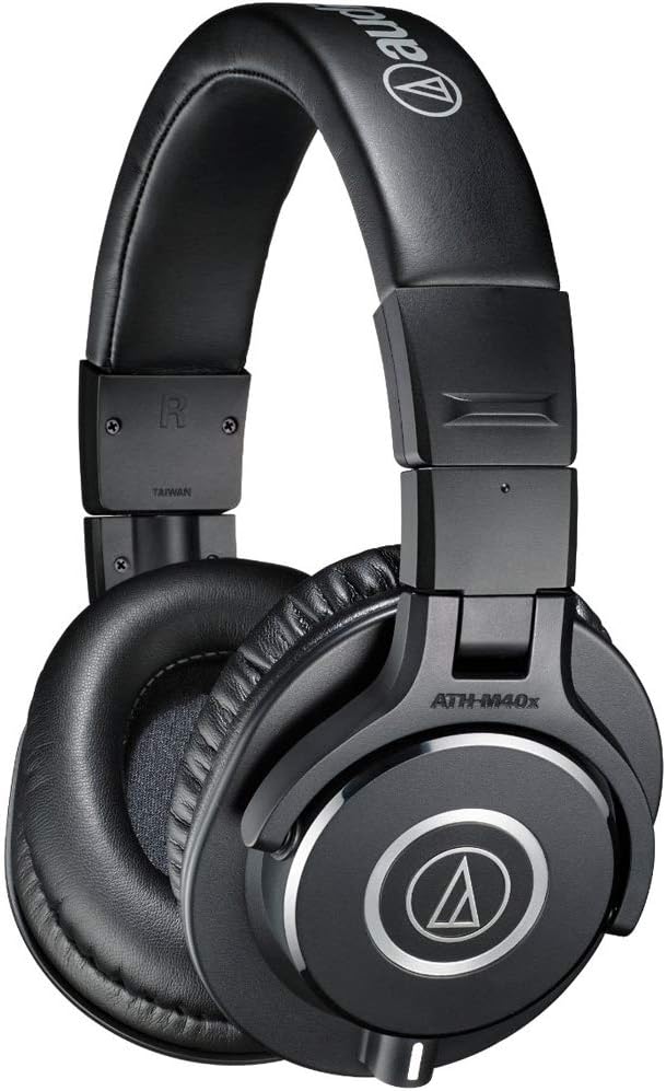 Audio-Technica ATH-M40x Professional Studio Monitor Headphone, Black, with Cutting Edge Engineering, 90 Degree Swiveling Earcups, Pro-Grade Earpads/Headband, Detachable Cables Included