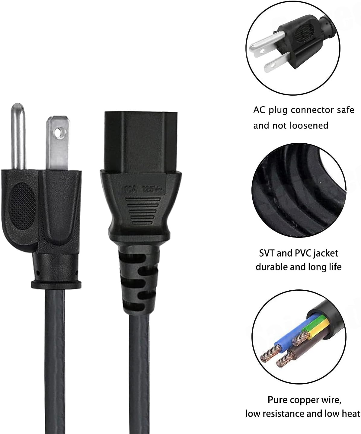 3 Prong Power Cord Replacement for Kemper Profiler Rackmount Amp Head CG001Q4 CG00XJ1 AC IEC C13 Power Cable
