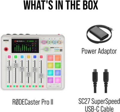 RØDE RØDECaster Pro II All-in-One Production Solution for Podcasting, Streaming, Music Production and Content Creation (White)