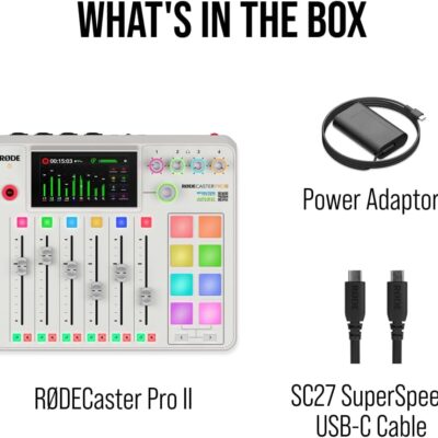 RØDE RØDECaster Pro II All-in-One Production Solution for Podcasting, Streaming, Music Production and Content Creation (White)