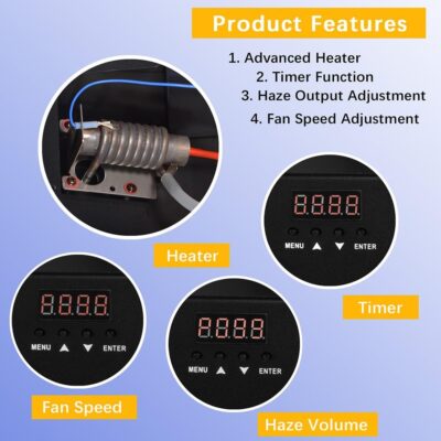 Haze Machine, Continuous Fog Machine with Wireless Remote Timer and DMX, Enhances the Light Show, Perfect for DJ Clubs, Stages, and Halloween Parties