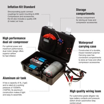 61l6MChvrEL. AC SL1080 ARB (CKMTP12) 12V Twin Motor High Performance Portable Air Compressor