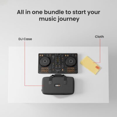 Pioneer DJ DDJ-FLX4 2-Channel DJ Controller – Black Bundle with Carrying Case and Austin Bazaar Polishing Cloth