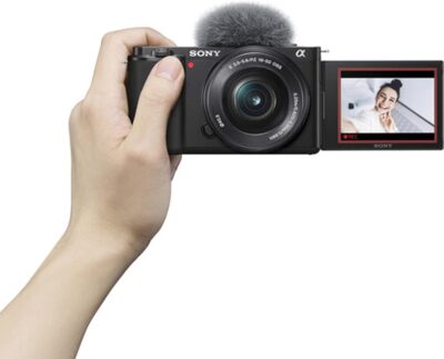 Sony ZV-E10 + 16-50mm Lens, LED Light, Microphone, 128GB Extrem Speed, U-Grip, Filters, Tripod, Case, Software, & More – Pro Video Bundle (38pc)