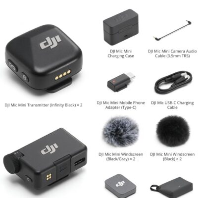 DJI Mic Mini (2 TX + 1 RX + Charging Case), Wireless Lavalier Microphone for iPhone/Camera/Android, Ultralight, Detail-Rich Audio, 48h Use, Noise Cancelling, Automatic Limiting, Vlog, Streaming