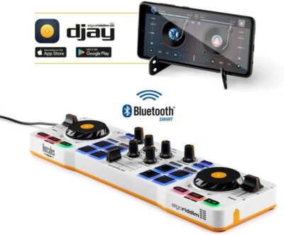 Hercules DJControl Mix DJ Software Controller with Algoriddim Djay App Bundle with Hercules HDP DJ45 Closed-Back, Over-Ear DJ Headphones