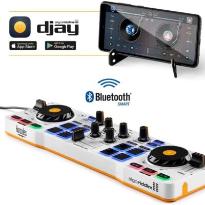 Hercules DJControl Mix DJ Software Controller with Algoriddim Djay App Bundle with Hercules HDP DJ45 Closed-Back, Over-Ear DJ Headphones