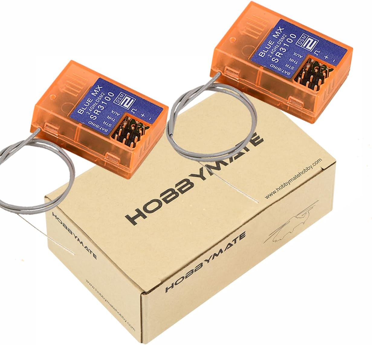 HOBBYMATE DSMR Receiver Compatible with DX2L DX2E DX3E DX2S DX3S DX4S DX3R DX3C DX4C DX5C Radio Transmitter, 2.4G SR3100 DSM2 Receiver 3 Channels – Pack of 2