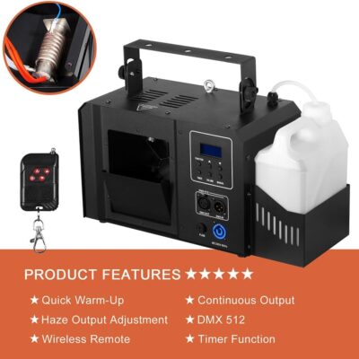 Haze Machine, 700W Continuous Output Fog Machine with Wireless Remote and DMX, Enhances Light Shows – Perfect for Stage, Parties, Halloween, and Clubs