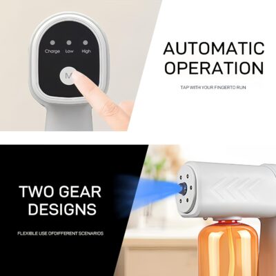 Disinfectant Sprayer Professional Disinfectant Fogger Machine, 380ml Wireless Nano Sprayer Gun Handheld Sanitizer Fogger, Blue Light Foggers for Touchless Sanitization (Orange)