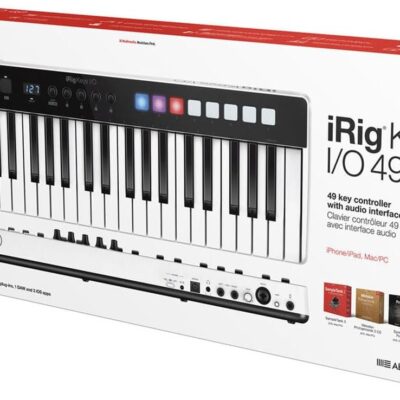 61oCCE5KIpL. AC SL1200 IK Multimedia iRig Keys I/O 49 portable keyboard MIDI controller 24-bit/ 96Khz audio interface full-size synth velocity-sensitive, 48V phantom power, XLR mic preamp, iPhone, iPad, Android, Mac, PC