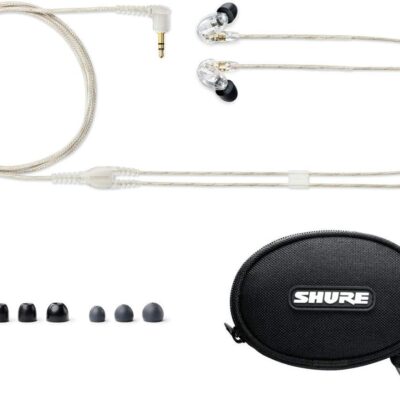 Shure SE215 PRO Wired Earbuds – Professional Sound Isolating Earphones, Clear Sound & Deep Bass, Single Dynamic MicroDriver, Secure Fit In Ear Monitor, plus Carrying Case & Fit Kit – Clear (SE215-CL)