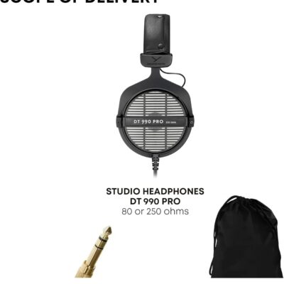 beyerdynamic DT 990 Pro 250 ohm Over-Ear Studio Headphones for Mixing, Mastering, and Editing