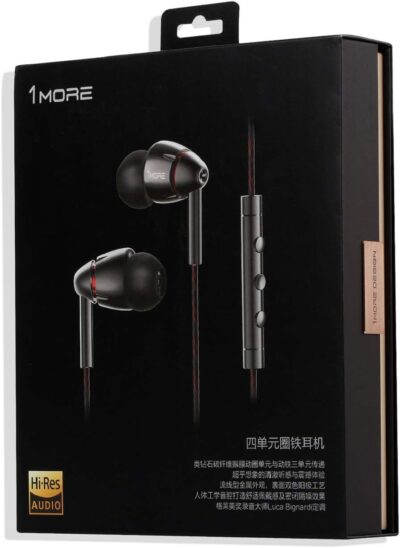 61p6eMLJ9L. AC SL1500 1MORE Quad Driver in-Ear Earphones Hi-Res High Fidelity Headphones Warm Bass, Spacious Reproduction, High Resolution, Mic in-Line Remote Smartphones/PC/Tablet – Silver/Gray
