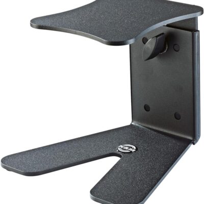 K&M Konig & Meyer 26772.000.56 Table Monitor/Speaker Stand | Solid Stable V Shape Level Base | Height Adjust | Secure Safety Pin | Non-Slip/Vibration Rubber Pads | Steel | German Made | Black