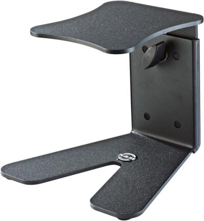 K&M Konig & Meyer 26772.000.56 Table Monitor/Speaker Stand | Solid Stable V Shape Level Base | Height Adjust | Secure Safety Pin | Non-Slip/Vibration Rubber Pads | Steel | German Made | Black