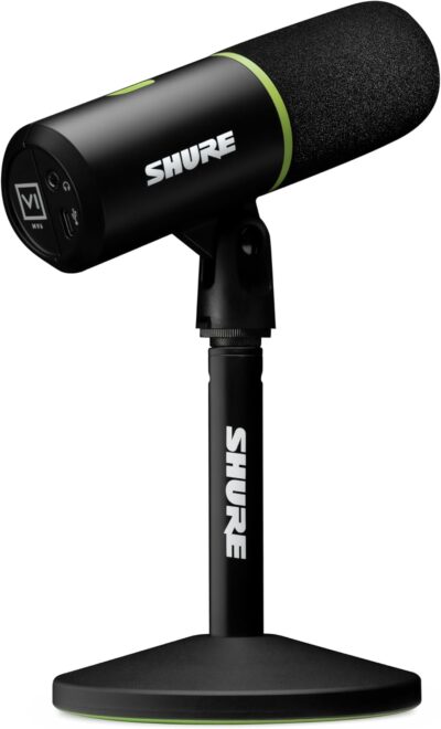 Shure MV6 Gaming Microphone – Dynamic USB Mic for PC Gaming & Streaming with Tap-to-Mute, Noise Cancellation, Desktop Stand & 3.5mm Headphone Monitoring, Black