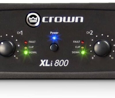 Crown XLi800 Two-channel, 600-Watt Bridged 8Ω Power Amplifier. Professional DJ, PA, Stage Amp. Black