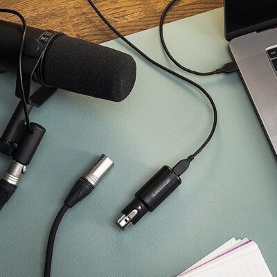 61q1mM7E3PL. AC Shure MVX2U XLR-to-USB Interface with Headphone Jack, 60dB Gain, Zero-Latency Monitoring, 48V Phantom Power, ShurePlus App, USB-C Cable