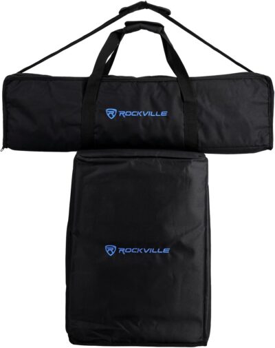 61qfuP4SMwL. AC SL1500 Rockville Titan MIX12A 3200W Peak 12-Inch Powered Column Array PA System with Subwoofer, 8-Channel Mixer, Bluetooth Audio, DSP, Travel Bags