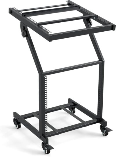61r0qXjsbdL. AC SL1500 Goplus 9U DJ Mixer Stand, Adjustable Rack Mount Rolling Stage Cart with Lockable Wheels, Professional Studio Equipment Case Stand for Home, Office, Music Show, Performance Stages